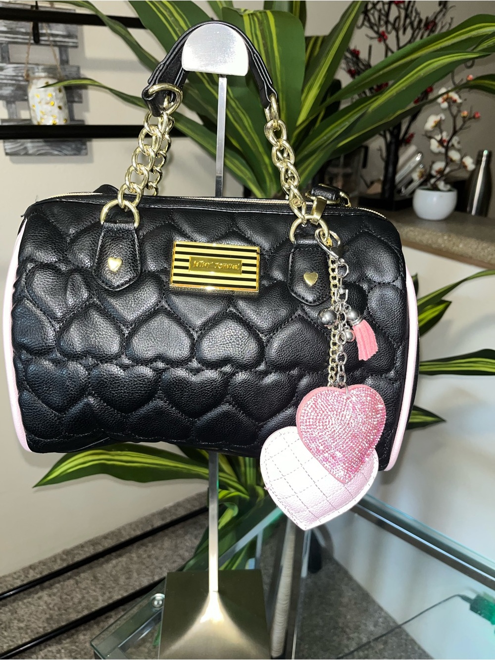 Betsey Johnson Satchel Satin-Lined  Interior in Magenta and Burgundy